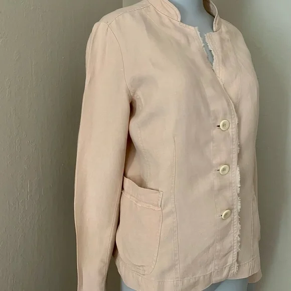 EILEEN FISHER 100% Linen Blazer Beige Blush Lightweight Button Front Size XS - Picture 7 of 16